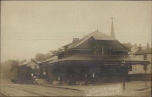 Saltsburg PA RR Train Depot Station c1910 Real Photo Postcard EXC COND