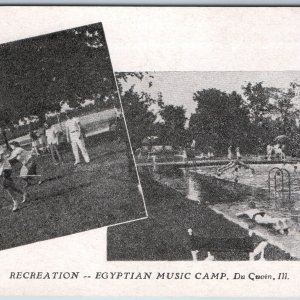 c1940s Du Quoin IL Egyptian Music Camp Swimming Multi View Litho Photo Play A201