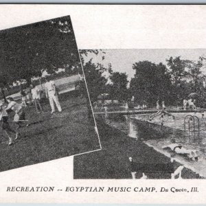 c1940s Du Quoin IL Egyptian Music Camp Swimming Multi View Litho Photo Play A202