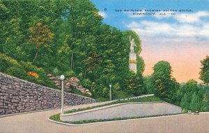 Highway on Red Mountain showing Vulcan Statue - Birmingham AL, Alabama - Linen