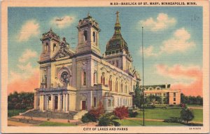 USA Basilica Of St Mary Minneapolis Minnesota Linen Postcard 09.31