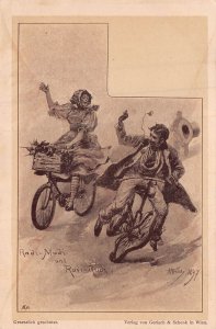 Wien Austria-Radi Madi und Radi Rudi-bicycle accident~Gerlach Schenk postcard