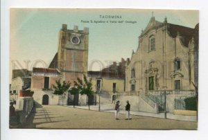 425928 ITALY Taormina S.Agostino square Hotel Metropole Vintage postcard