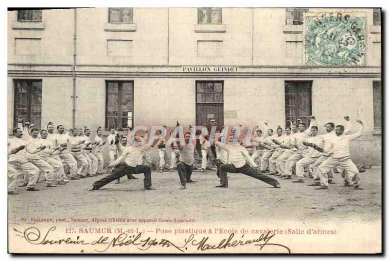 Old Postcard Saumur Laying Plastic has the & # cavalry 39Ecole Fencing