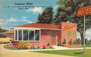 KANAB, Utah UT    ROBINSON MOTEL    Roadside    1955 Linen Postcard