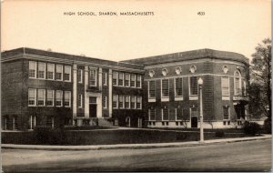 Vtg Sharon Massachusetts MA High School 1940s Postcard