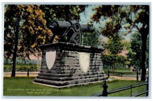 c1910 Old Cannon On The Site of Old Fort Wayne Indiana IN Antique Postcard