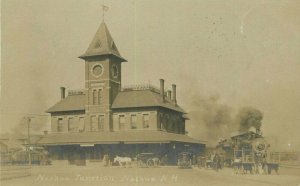 New Hampshire Nashua Junction 1906 Railroad Depot RPPC Photo Postcard 22+-4557