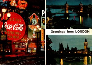 England London Greetings Multi View Piccadilly Circus and More