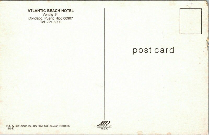 Atlantic Beach Hotel Condado Puerto Rico PR Ocean View VTG Postcard Unused UNP 