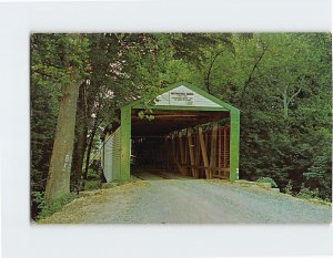 Postcard Huffman Mill Covered Bridge, Troy, Indiana