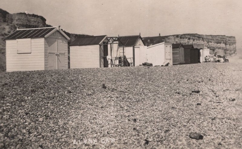 Beach Hut Being Extended Scaffolding Real Photo Postcard