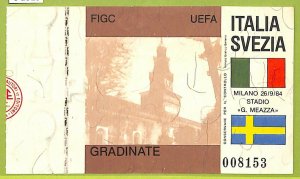 C1813 - Old 1984 ITALY VS SWEDEN FOOTBALL MATCH TICKET-