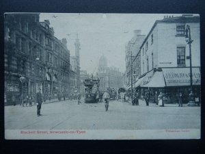 NEWCASTLE ON TYNE Blackett Street & J.H.FINLAY c1903 UB Postcard by Valentine