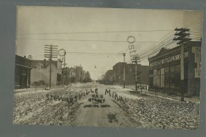 Stewartville MINNESOTA RPPC c1910 MAIN STREET Snow nr Rochester Spring Valley