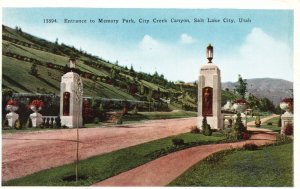 Vintage Postcard Entrance To Memory Park City Creek Canyon Salt Lake City Utah