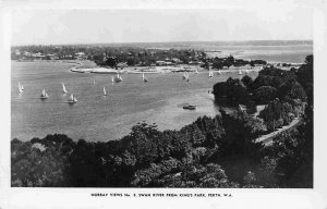 Swan River from King's Park Yachting Perth WA Australia Real Photo RPPC postcard