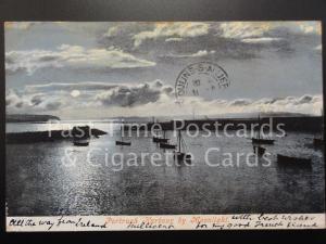 c1904 Northern Ireland: Portrush Harbour by Moonlight