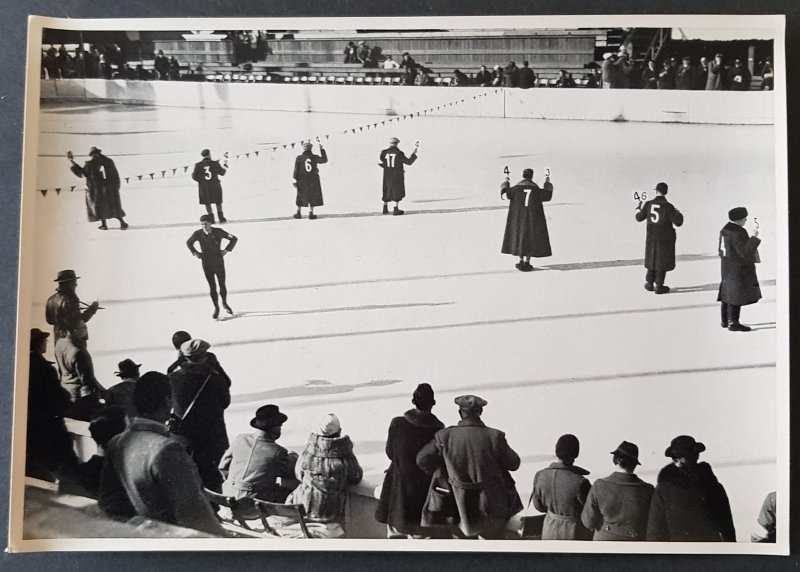 RARE LARGE FORMAT COLLECTOR PHOTO CARD 1936 GARMISCH OLYMPICS - FIGURE SKATING