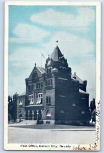 Carson City Nevada NV Postcard Post Office Building Exterior c1920's Antique