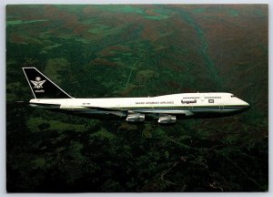 Airplane Postcard Saudi Arabian Airlines Boeing 747-368 In Flight CO1