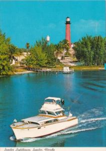 Florida Deep Sea Fishing Boat Passing Jupiter Lighthouse