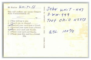 Postcard QSL Radio Card From Troy Ohio KABG-2862 