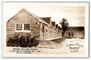 c1940's White Village Motel Tourist London Ontario Canada RPPC Photo Postcard