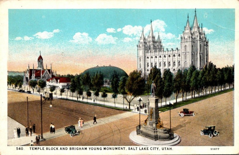 Utah Salt Lake City Temple Block and Brigham Young Monument Curteich