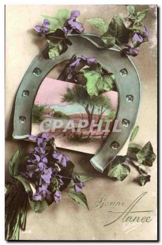 Old Postcard Fancy Happy Valentine Horseshoe