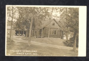 RPPC RIPLEY LAKE WISCONSIN CEDAR LODGE LOG CABIN VINTAGE REAL PHOTO POSTCARD