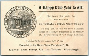 ALBANY NY FIRST BAPTIST CHURCH NEW YEAR GREETINGS ANTIQUE POSTCARD