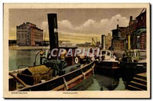 Old Postcard Dortmund Hafenpartie