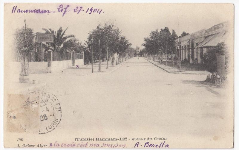 Tunisia; Hammam-Liff, Casino Avenue PPC 1906 PMK To M Doulcet, Paris