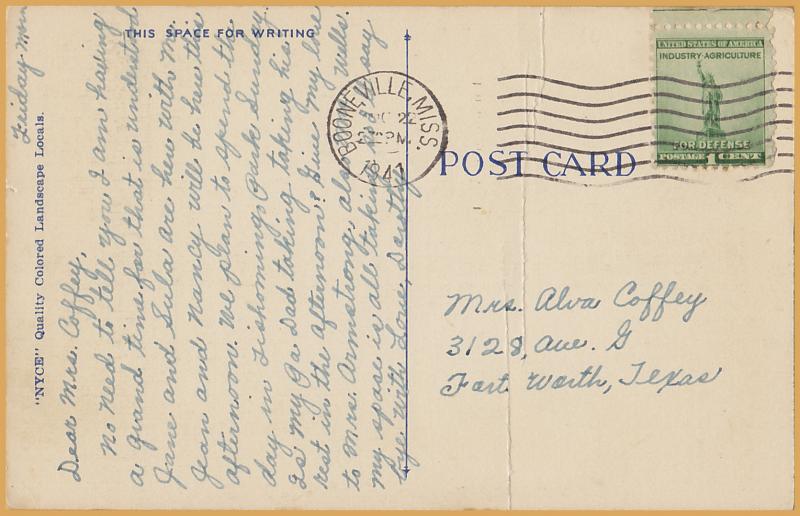Greetings from Booneville, MISS., - 1941