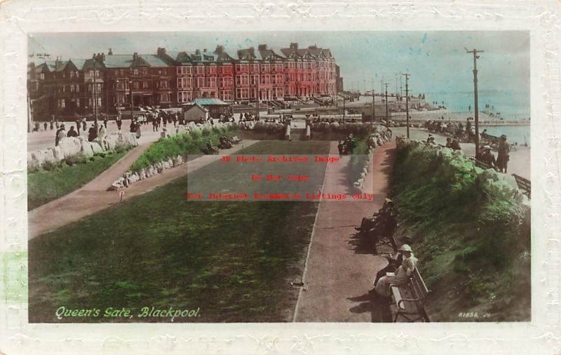 4 Postcards, England, Blackpool, Tinted RPPC, Various Scenes