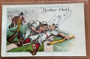 Baseball Batter Out Folded Arroyo Hondo NM PM 10/21/1908? Territorial LB