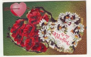 P151 JL 1907-15 postcard valentines embossed glitter flowers