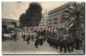 Postcard Old Nice Train Station Square