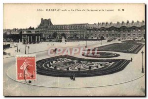 Old Postcard Paris I stopped instead of the carousel and the Louvre