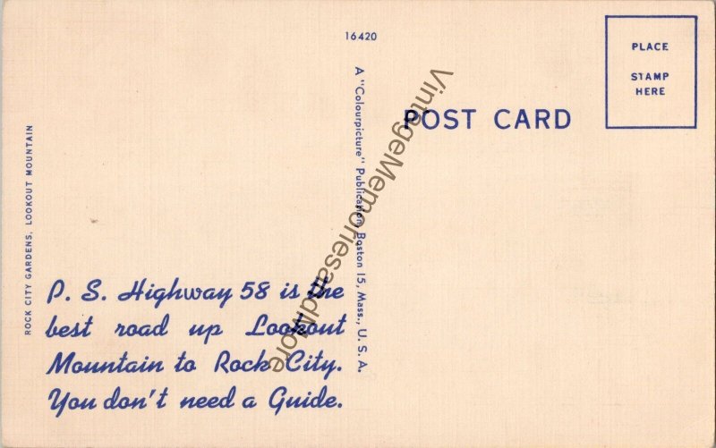 Fat Man's Squeeze Rock City Gardens Lookout Mountain TN Comedy Postcard PC211