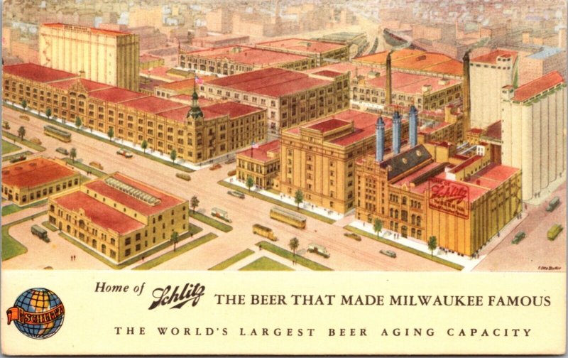 PC Aerial View Home of Schlitz The Beer That Made Milwaukee Famous Wisconsin