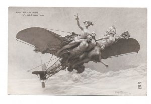 Paix A L'Univers Allegory Airplane D Mastroianni Nude Fantasy A Noyer 19...