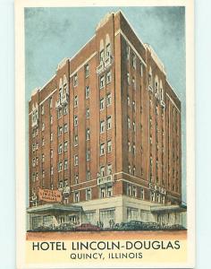 Unused W-Border LINCOLN-DOUGLAS HOTEL Quincy IL u9537@