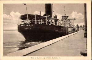 Postcard Ontario Morrisburg St. Lawrence Oil Tanker Britamoco at Pier 1940s K69