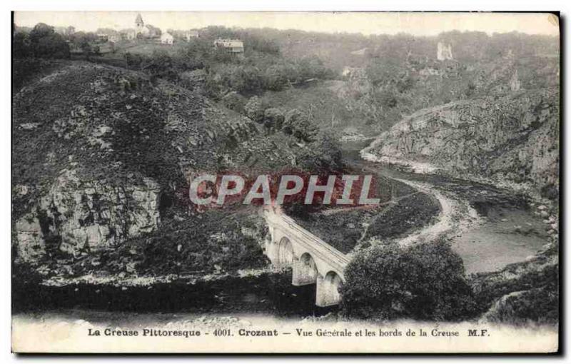 Old Postcard Picturesque Creuse Crozant Vue Generale and edges of Creuse