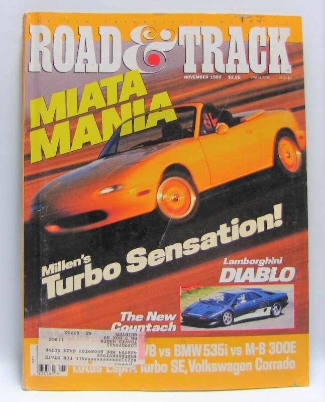 Road & Track November 1989 Vintage Magazine Miata Mania