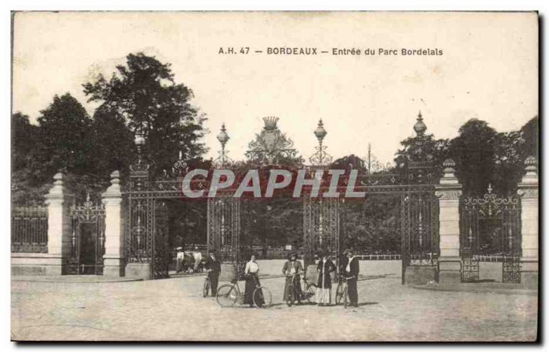 Bordeaux Old Postcard bodelais between the park (cyclists cycle)