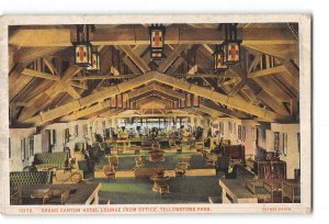 Yellowstone National Park Damaged Postcard 1915-1930 Grand Canyon Hotel Lounge