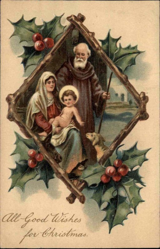 PFB Serie 9451 Christmas Baby Jesus Mary Joseph c1910 Vintage Postcard